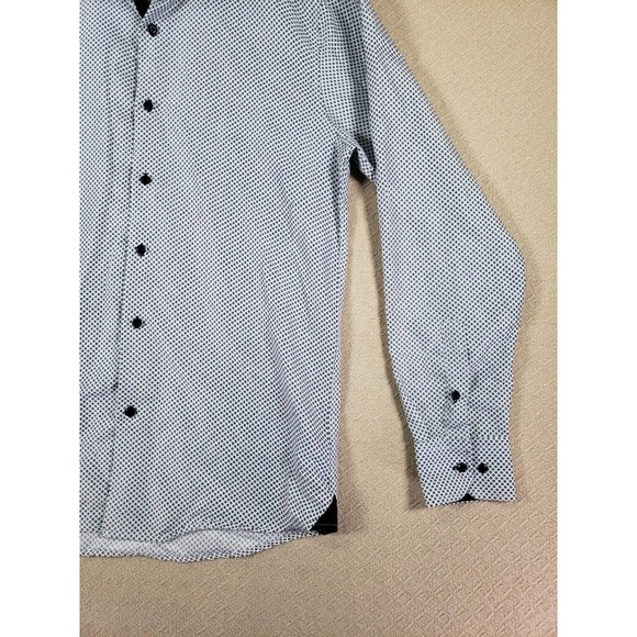 Silverstone Shirt Mens Medium Modern Fit Button Up Collared Blue Cotton Blend - Picture 3 of 13